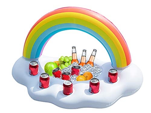 Inflatable Rainbow Cloud Drink Holder for Pool Float Party