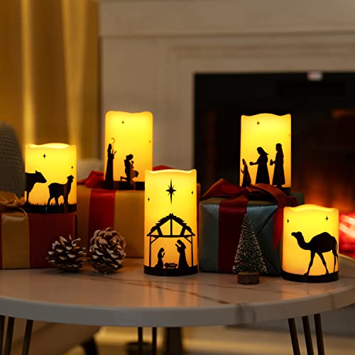 Flameless Christmas Nativity Scene Candles- Battery Operated