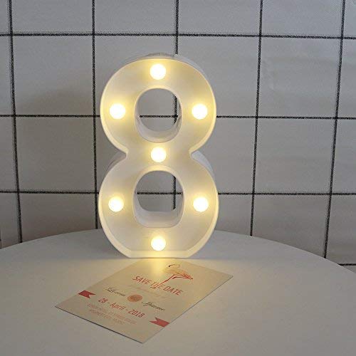 Decorative Led Light Up Numbers -White Plastic Marquee Numbers Battery Operated