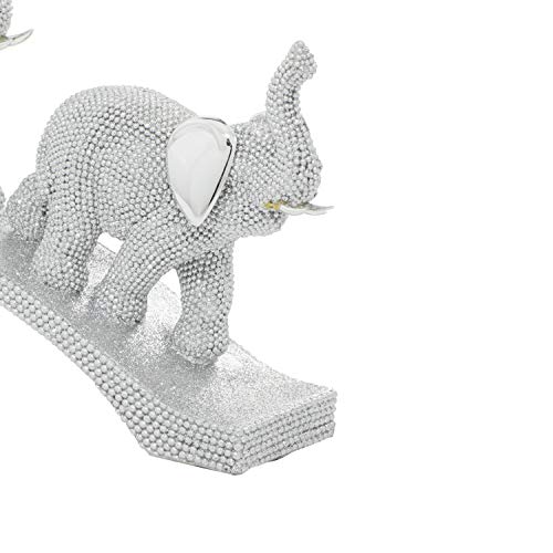 Silver Elephant Polystone Glam Sculpture for Home Decoration