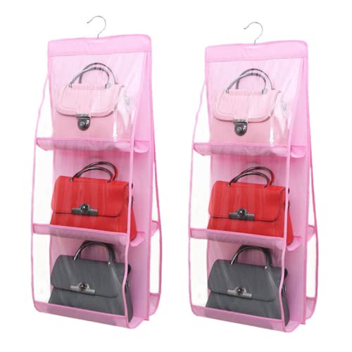 2 Pcs 6 Pockets Hanging Purse Handbag Organizer