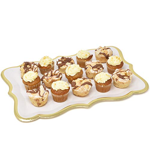 10 Rectangle Trays with Gold Rim Border for Elegant Dessert Table Serving