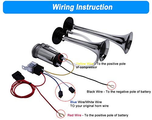 150DB Super Loud Train Horns Kit w/ 120 PSI Air Compressor for Truck, Car & Boats