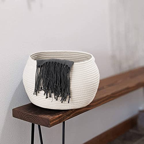 Cotton Rope Jute Round Baskets 10"D x 8.3"H