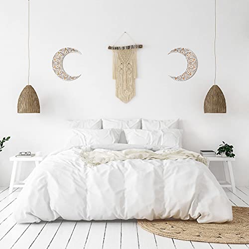 Mandala Moon Wood Decoration White 12"