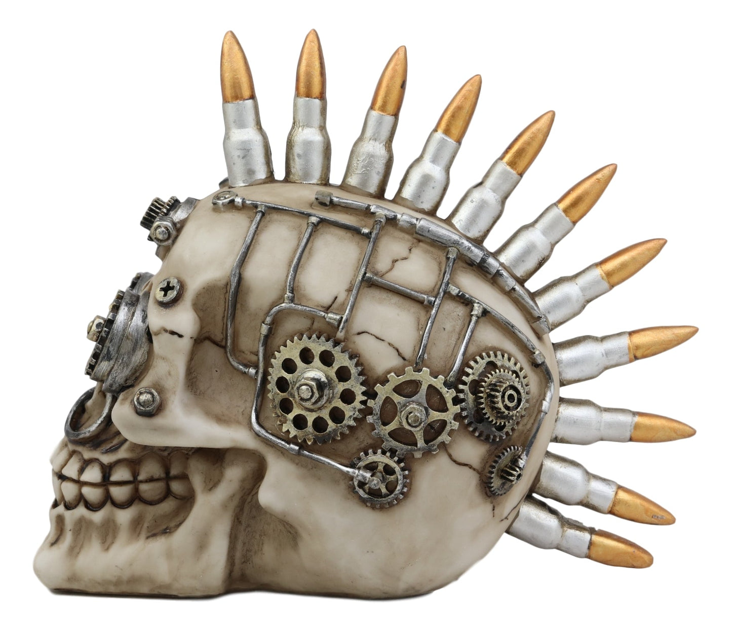 Badass Bullet Ammo Mohawk Punk Rock Steampunk Skull Figurine