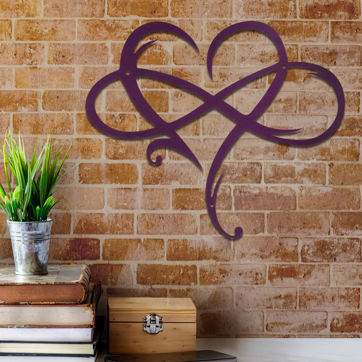 Metal Infinity Heart Hang Art Sculpture for Home Decoration