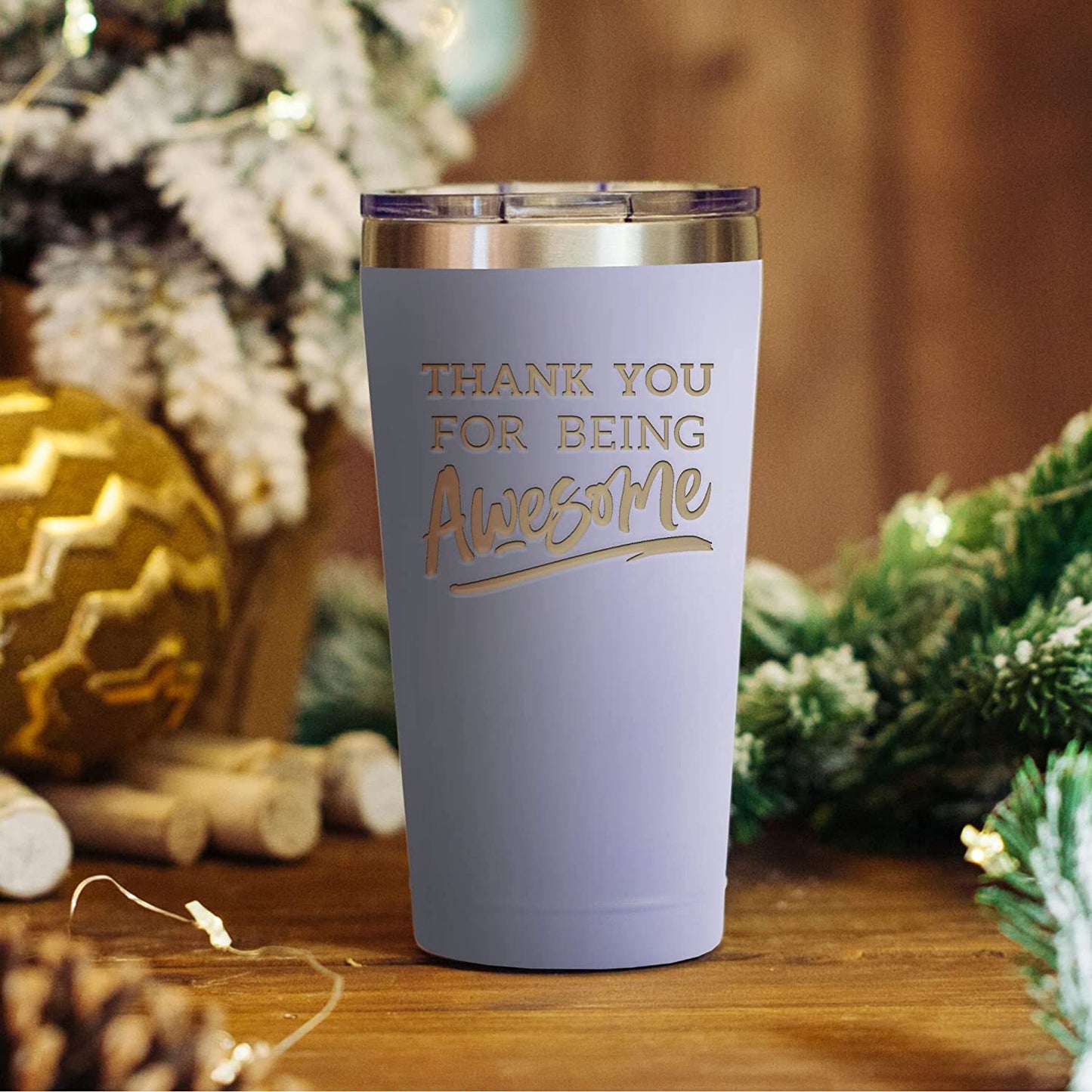 Christmas Thank You Gifts for Men/Women - Thank You For Being Awesome 16 oz Lilac Tumbler