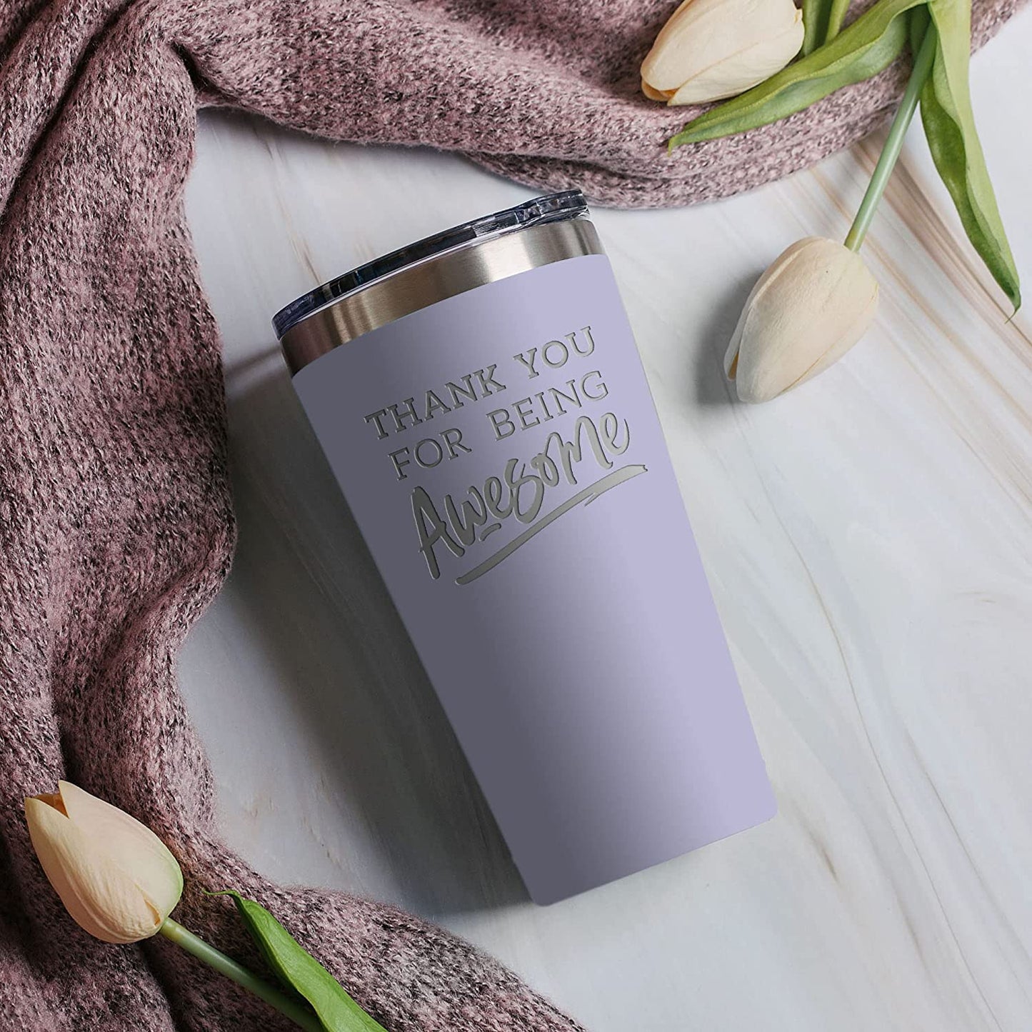 Christmas Thank You Gifts for Men/Women - Thank You For Being Awesome 16 oz Lilac Tumbler