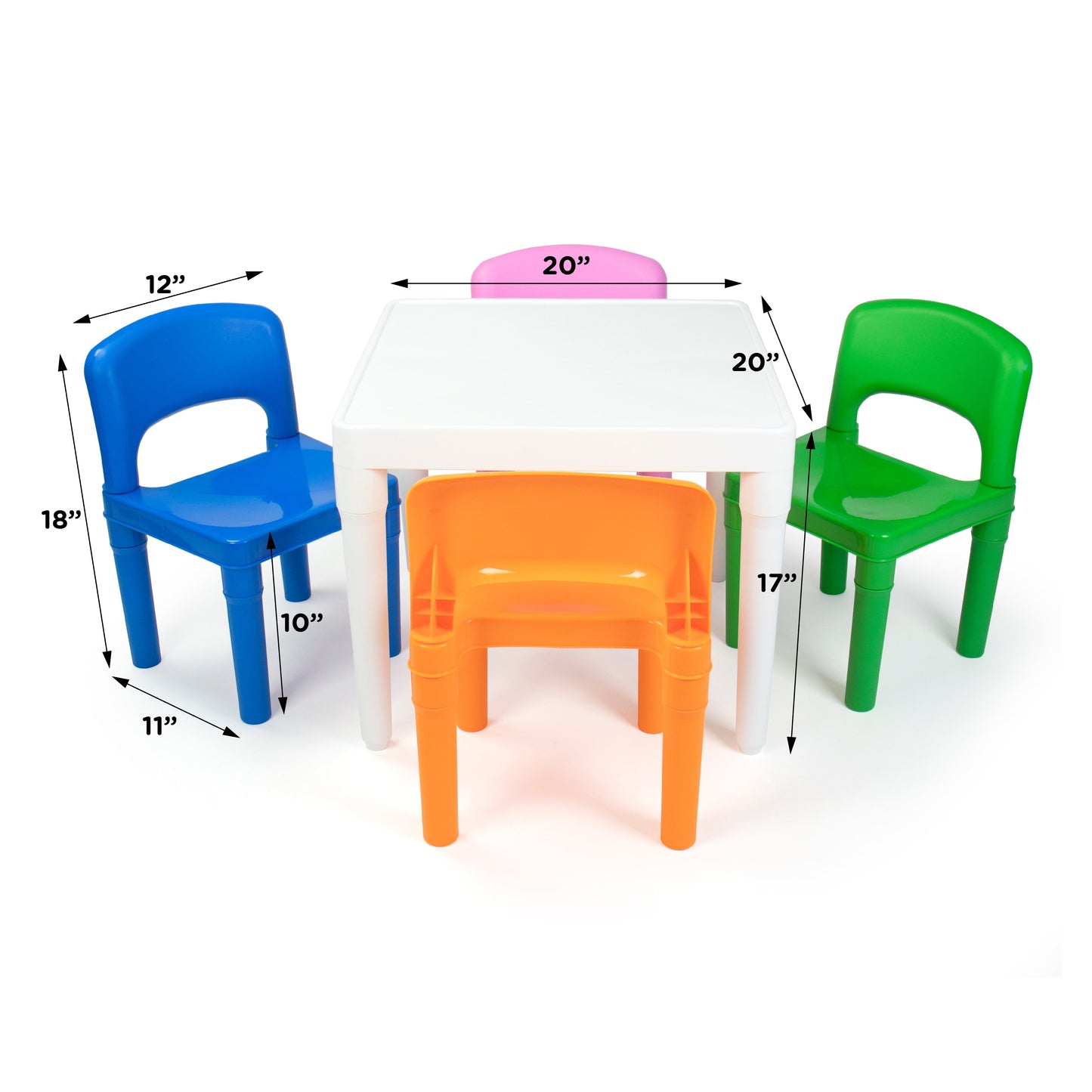 5-Piece Plastic Dry-Erase Table & Chair Set with Eraser