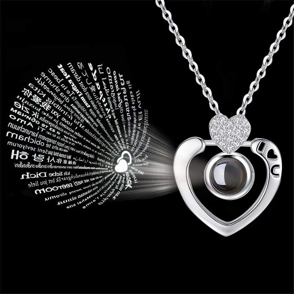 Heart Pattern "I Love You" Light Projection Pendant Necklace for Women