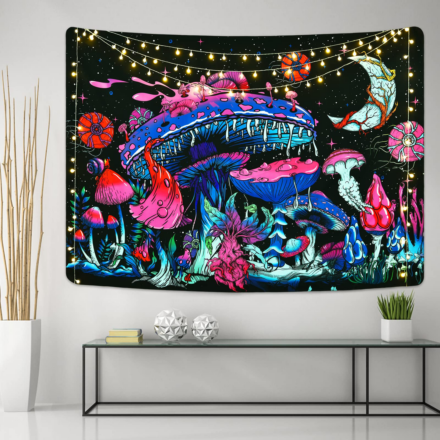 Trippy Mushroom Tapestry Multicolor Home Decor, 59.1"x51.2"