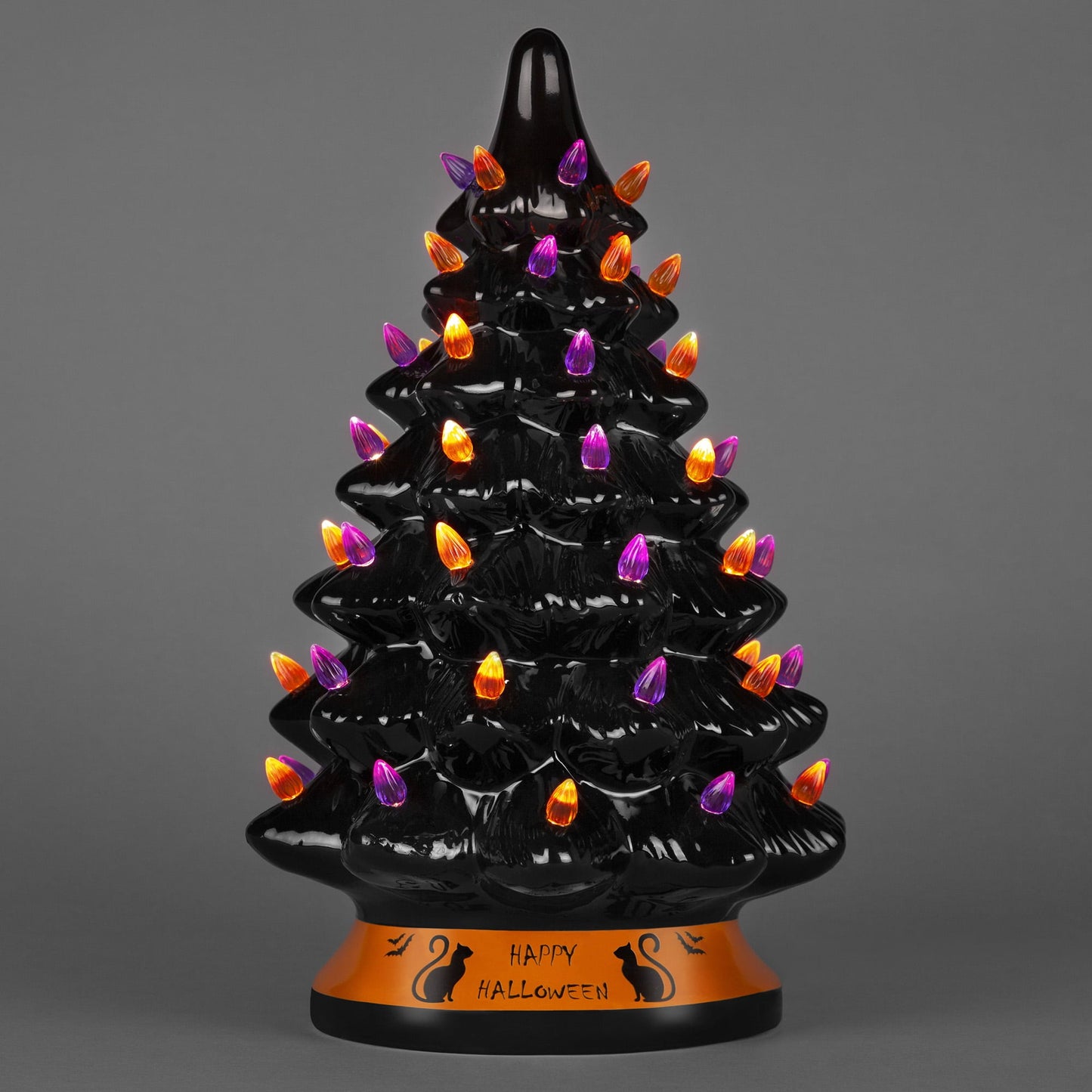 Pre-Lit 15in Ceramic Halloween Tree Holiday Decoration