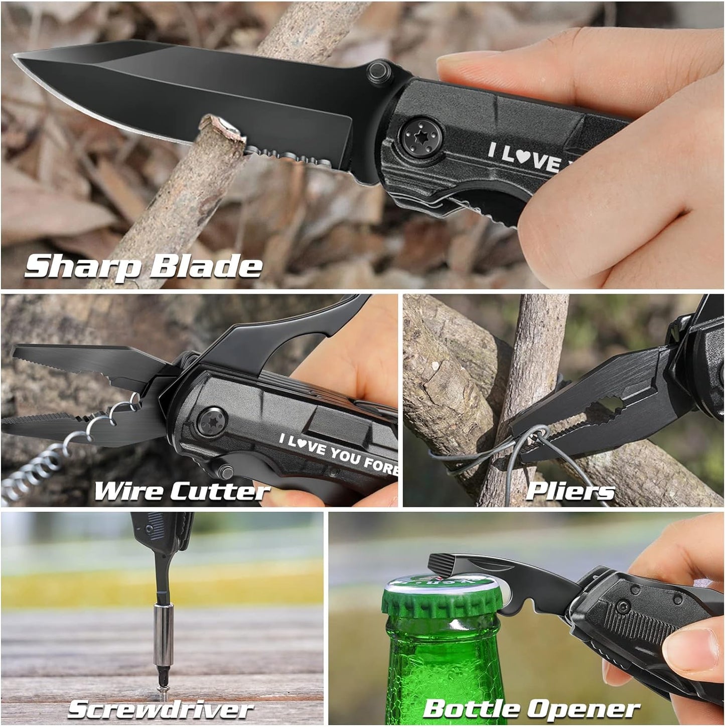 Gifts for Him Boyfriend Husband,Multitool Pocket Knife "I LOVE YOU",Anniversary Birthday Christmas Valentines Day Gifts for Him,Unique Camping Hunting Cycling Gift Ideas for Men