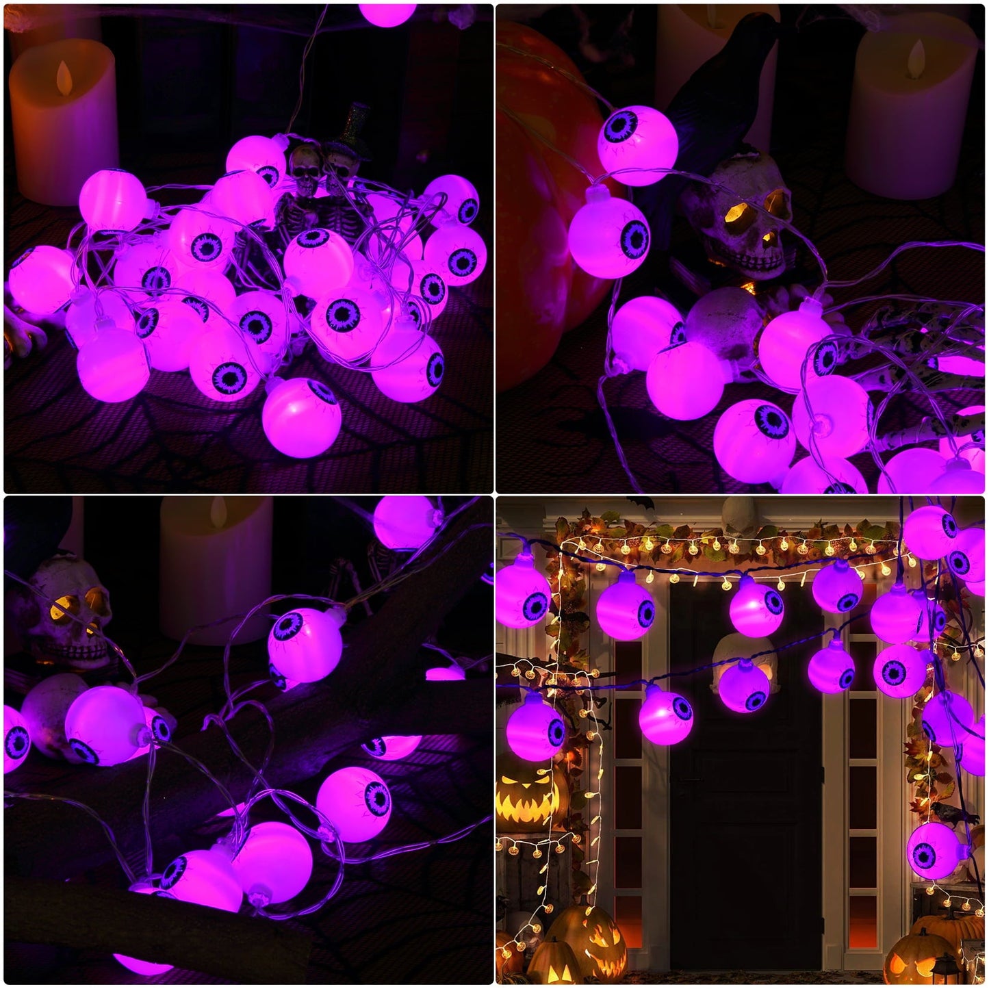 30 LED Halloween Eyeball String Lights 8 Modes w/ Remote