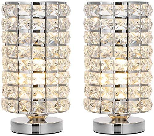 Silver Crystal Desk Lamp Set of 2