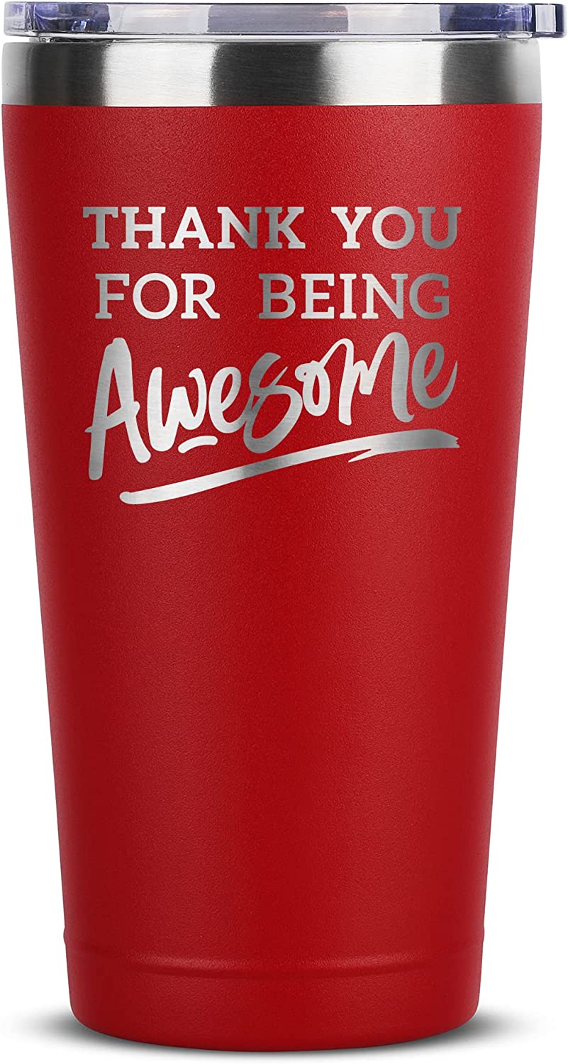 Christmas Thank You Gifts for Women Men - Thank You For Being Awesome 16 oz Red Tumbler