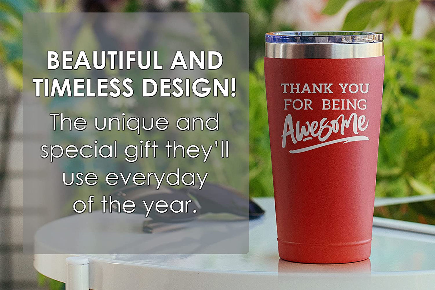 Christmas Thank You Gifts for Women Men - Thank You For Being Awesome 16 oz Red Tumbler