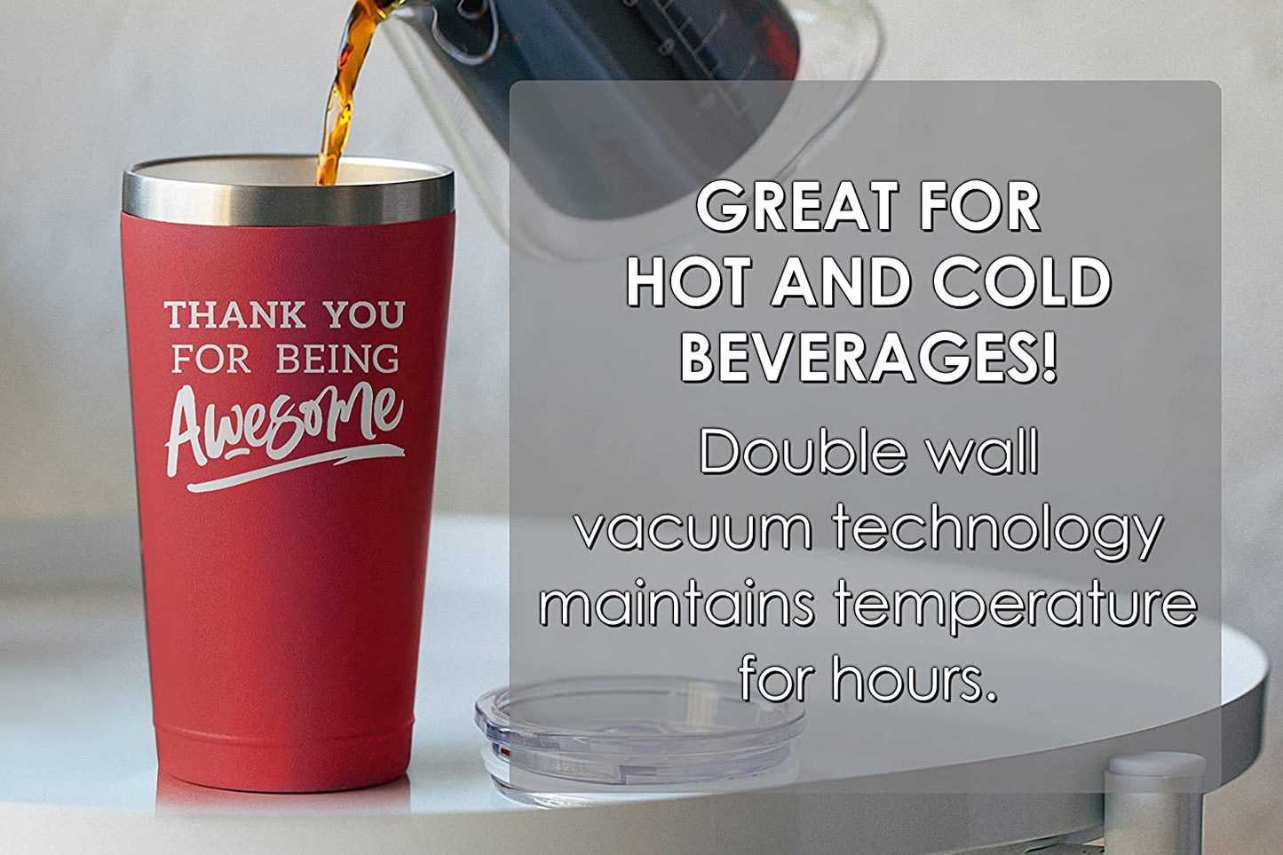 Christmas Thank You Gifts for Women Men - Thank You For Being Awesome 16 oz Red Tumbler