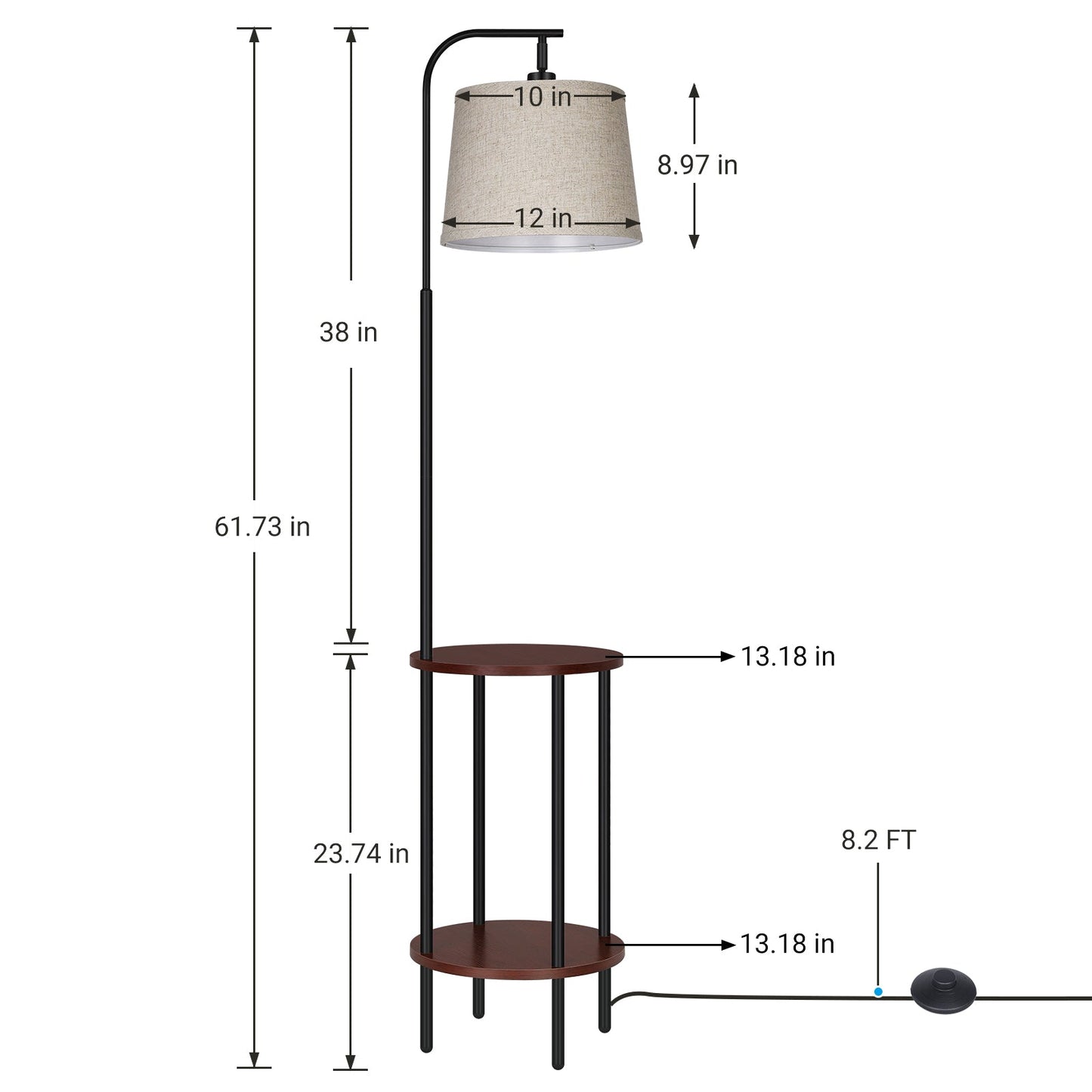 62" Farmhouse Floor Lamp w/ End Table