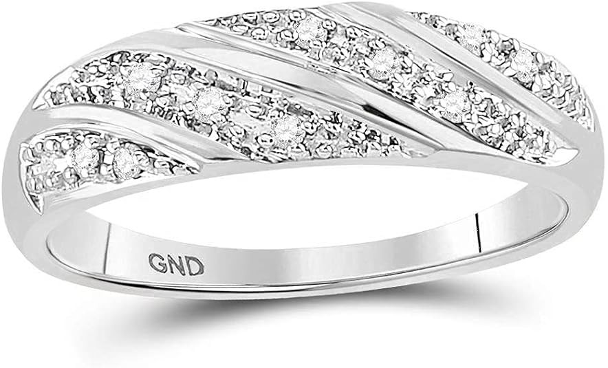 14k White Gold Mens and Ladies Couple His & Hers Trio 3 Three Ring Bridal Matching Engagement Wedding Ring Band Set - Round Diamonds - Princess Shape Center Setting (1/4 cttw) - Please use drop down menu to select your desired ring sizes