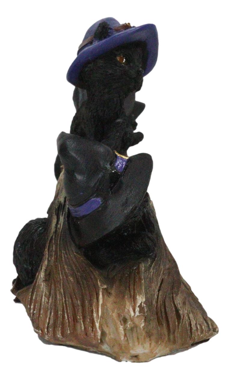 Halloween 5 Black Kitten Cats w/  Witch Hat  Figurine