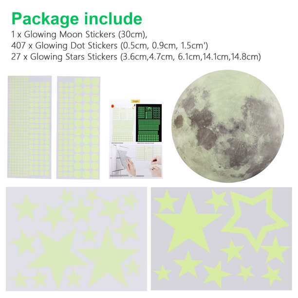 435pcs Glow in the Dark Stars Wall Stickers for Ceiling, Waterproof Non-Toxic for Wall Hanging Decoration