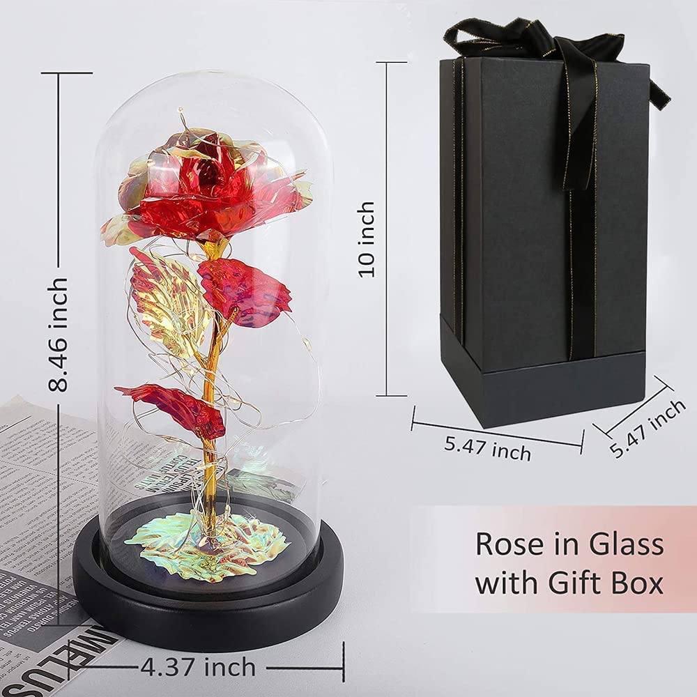 Forever Galaxy Roses Gifts, Eternal Light Rose Flower Gifts for Women, Red