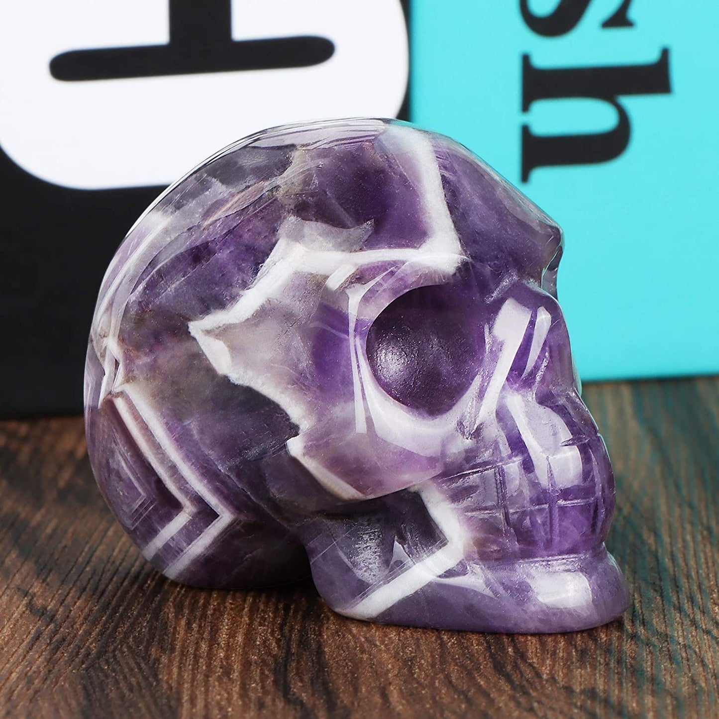 2.0" Amethyst Crystal Skull Head Statue Healing Figurines, Carved