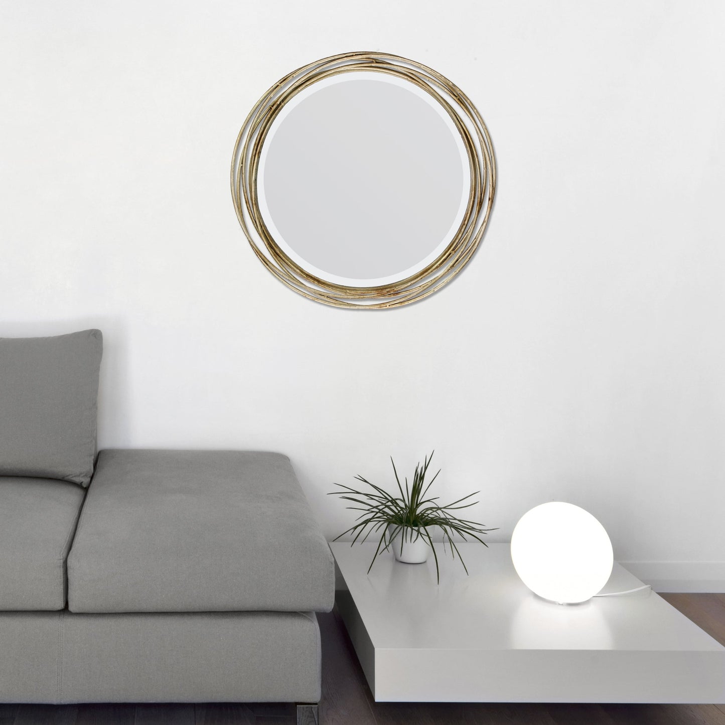 Round Metal Decorative Wall Mirror, 17.13 x 17.13 x 3.15 inches