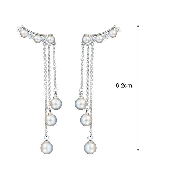 Women Earrings Environmental Friendly Elegant Long Style Tassel Faux Pearls Earrings for Women