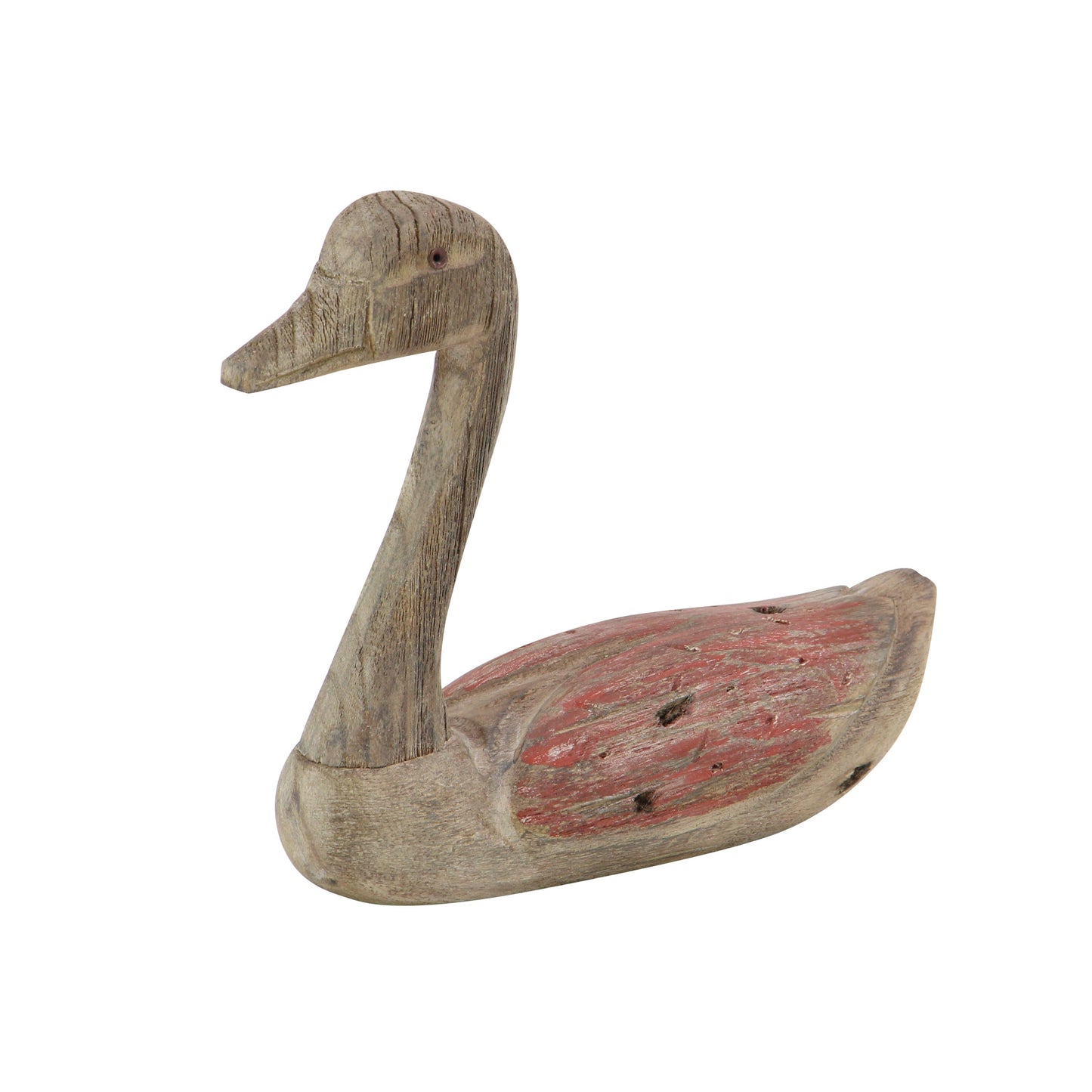 Wood Coastal Bird Sculpture, Brown/Red