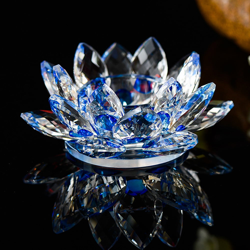 Lotus Glass Crystal Candle Holder for Home Decoration