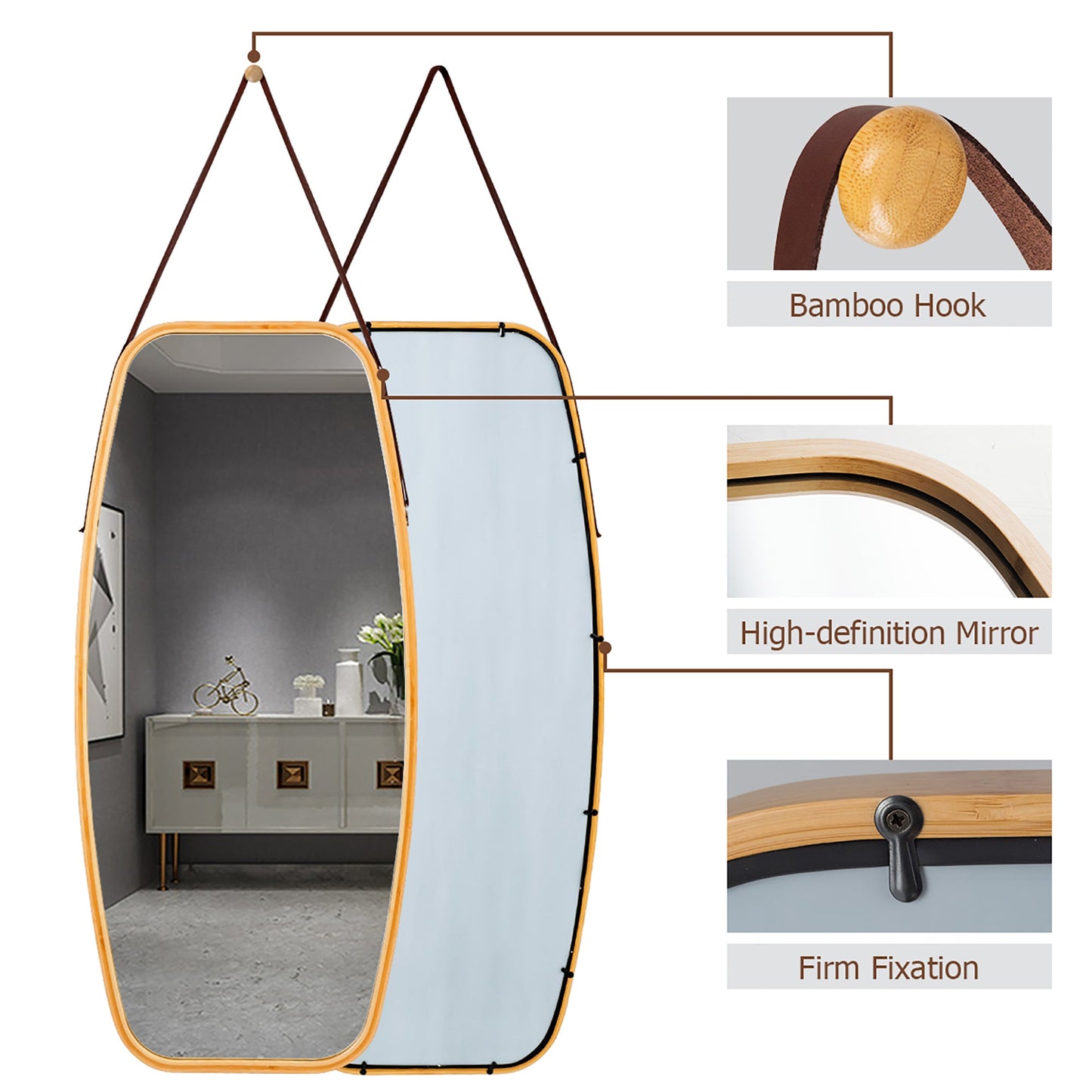 39" x 18" Oval Wall Mirror, Clear