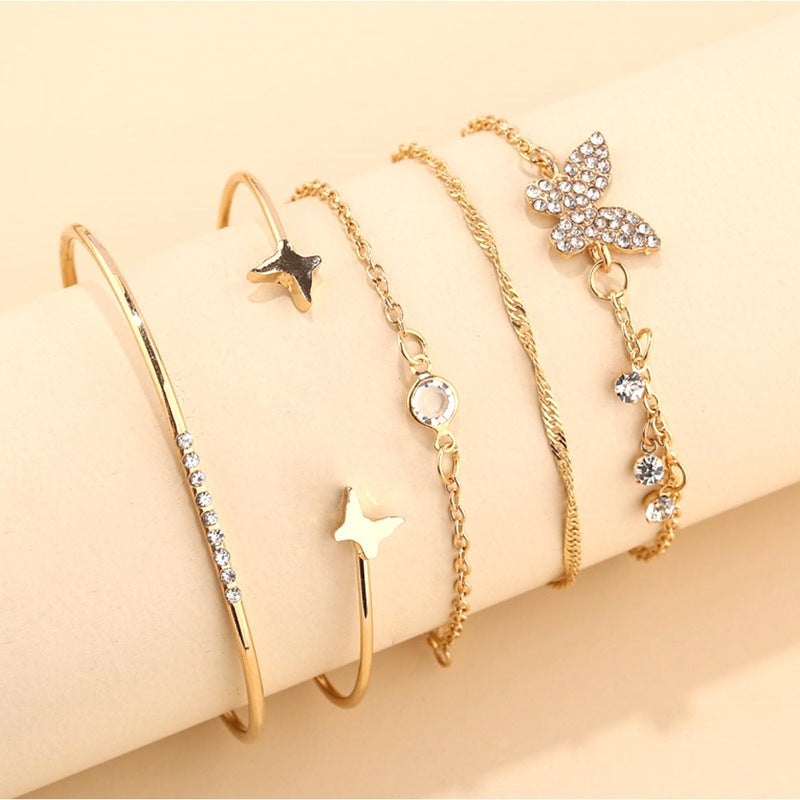 (5Pack)Gold Bracelets Set for Women