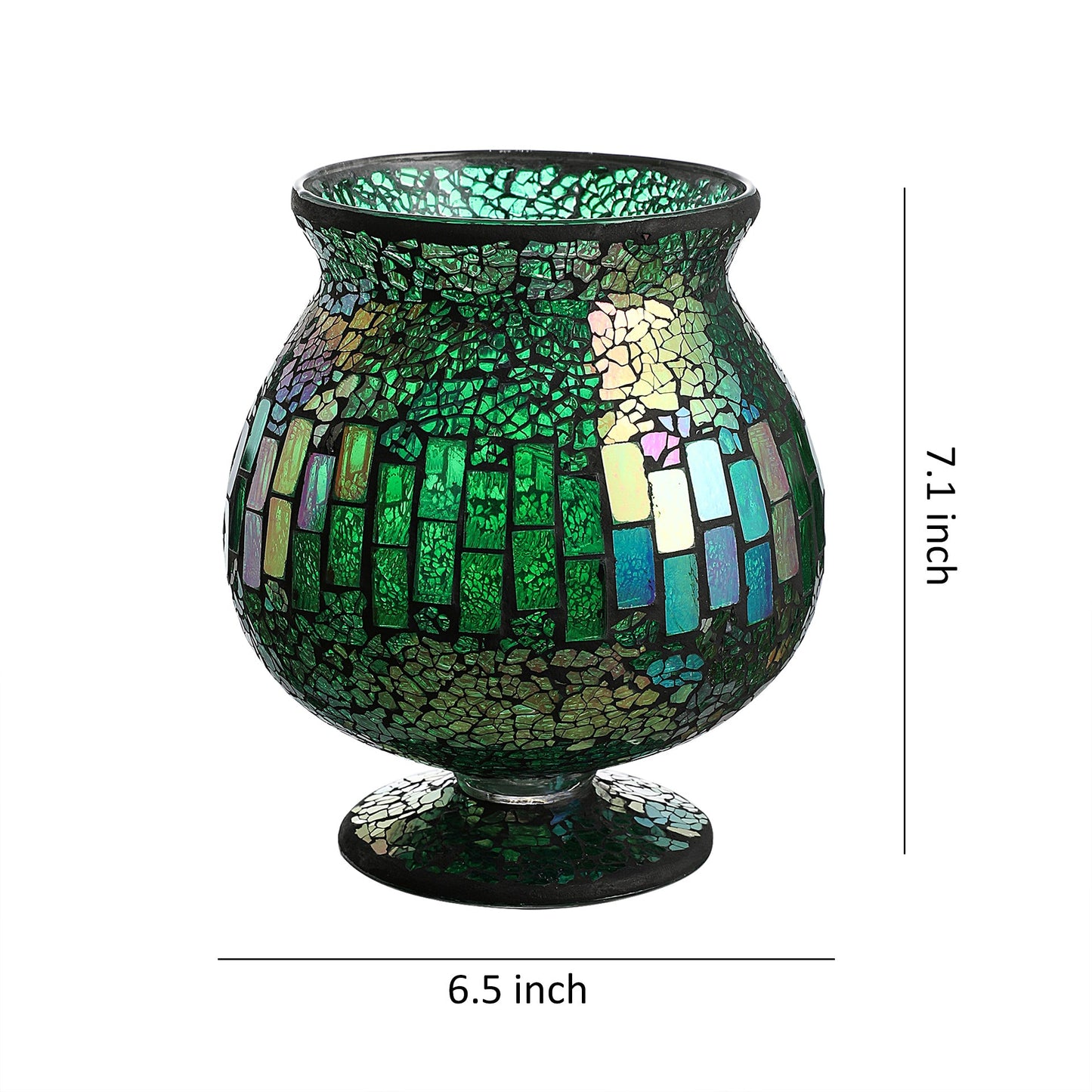 6.5 X 7 Inches Mosaic Glass Hurricane Home Decoration