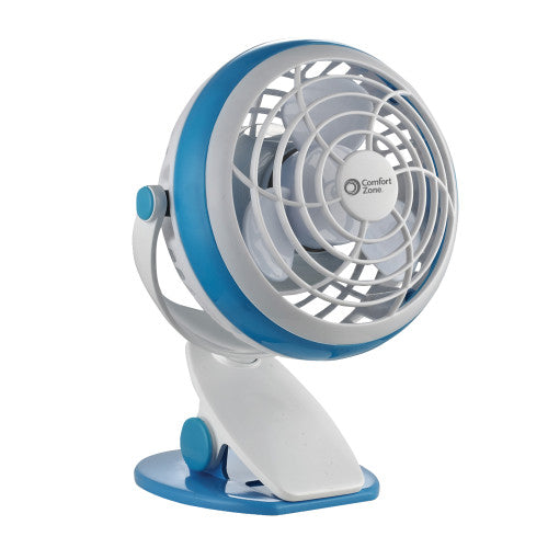 4" USB/Battery Clip Combo Fan, Blue