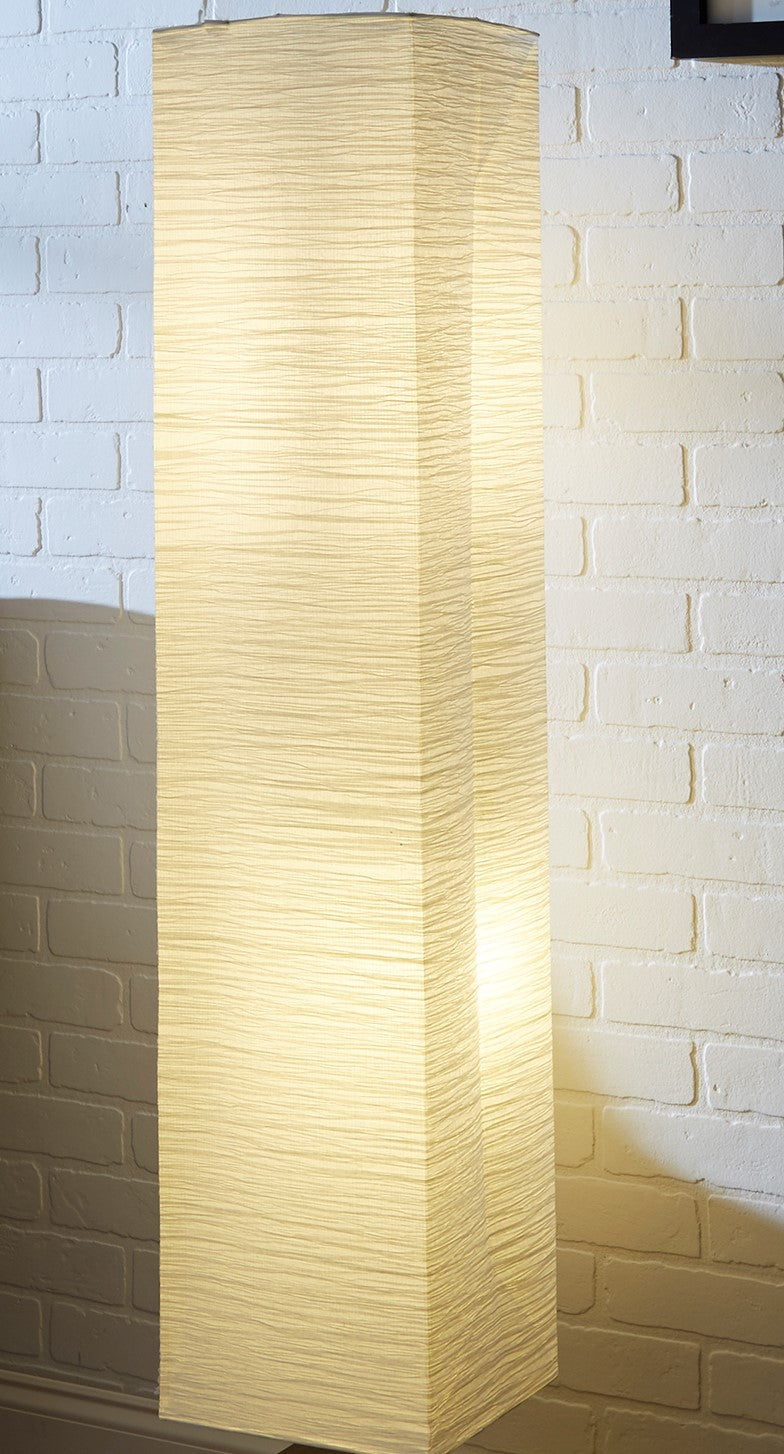 Rice Paper Floor Lamp Dark Wood Base,Bulb Included with Paper Material Shade