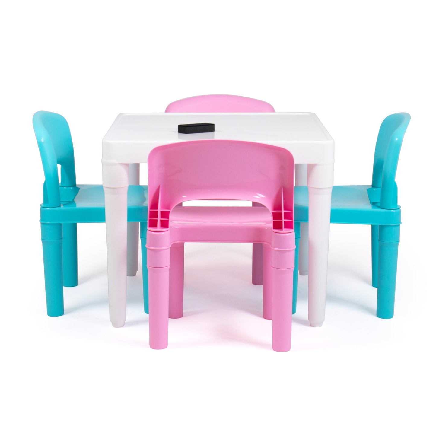 5-Piece Plastic Dry-Erase Table & Chair Set with Eraser