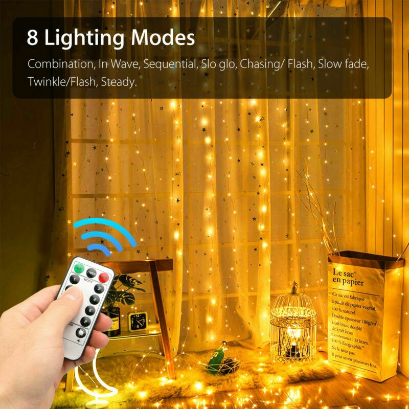 100PCS 300 LED Curtain Fairy Lights