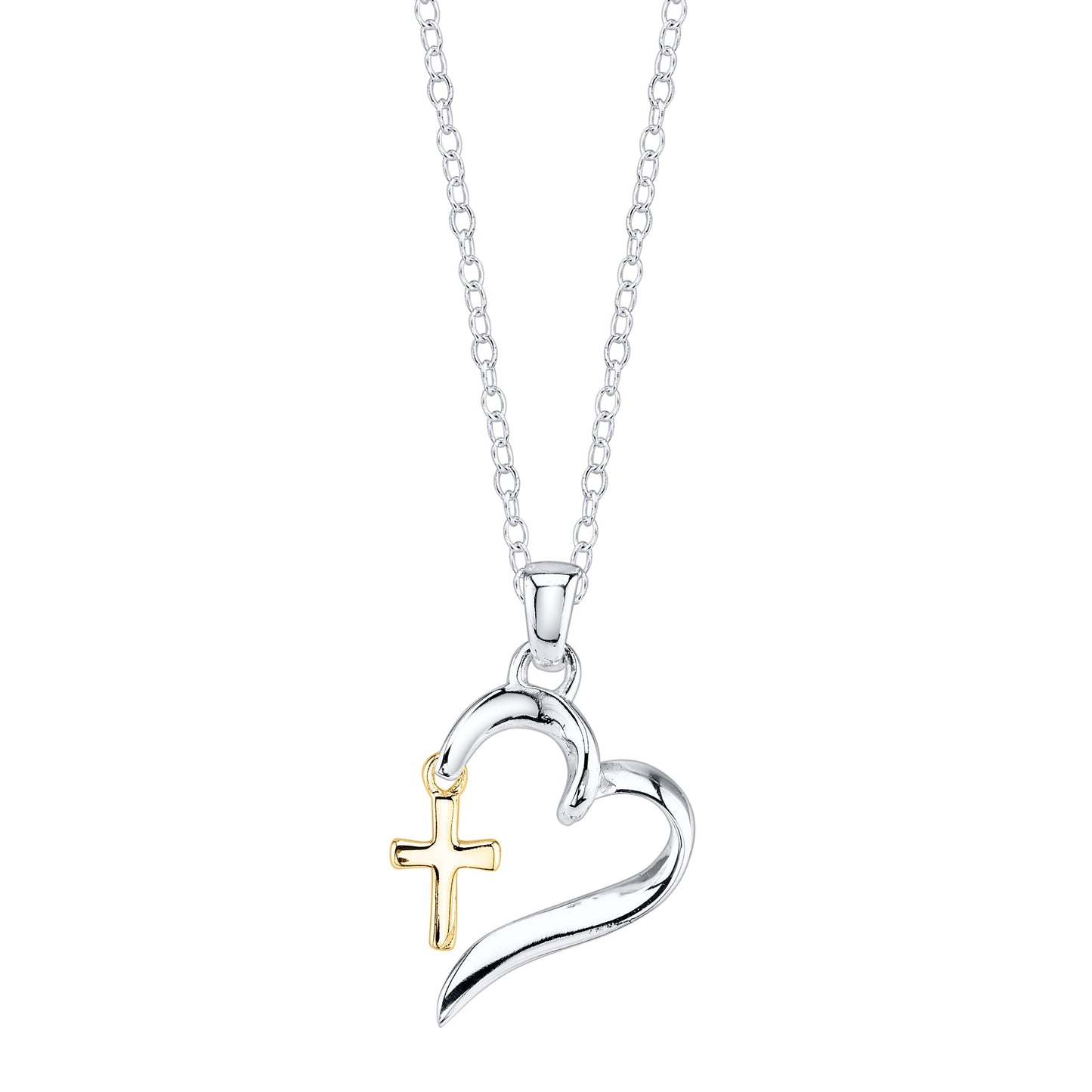 18" Gold Flash Plated Sterling Silver "Faith Hope Love" Pendant Necklace for Women