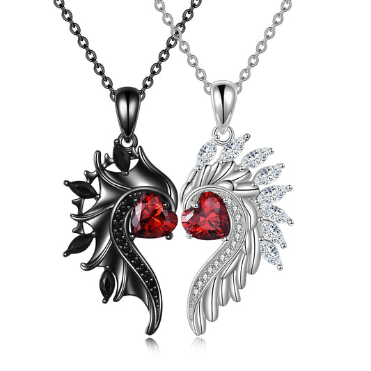 Diamond Angel Pendant Couple Necklace