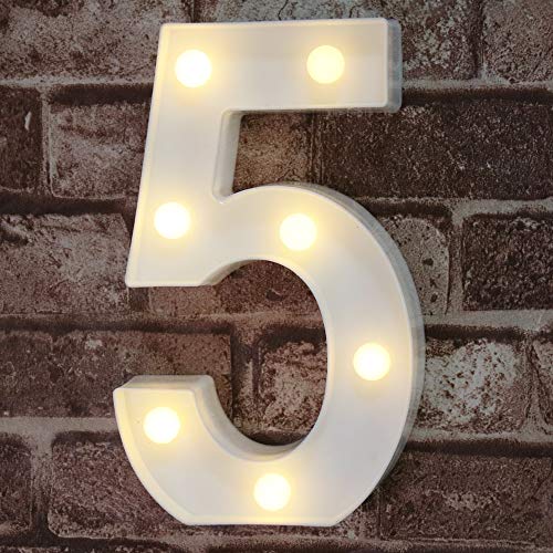 Decorative Led Light Up Numbers -White Plastic Marquee Numbers Battery Operated