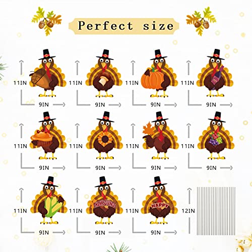 Thanksgiving Yard Decorations -11Pcs Thanksgiving Turkey Yard Signs