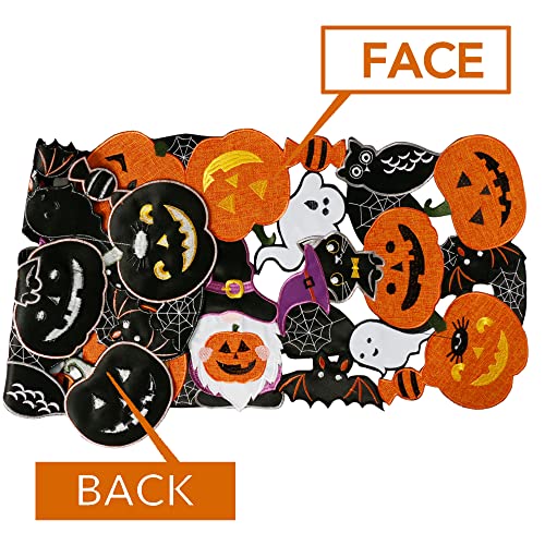 Embroidered Black Round Placemats 15 Inches, Thanksgiving Fall Pumpkins Table Decorations