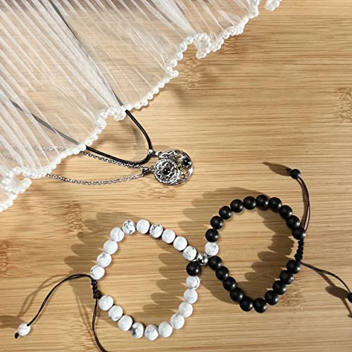 4Pcs Magnetic Couples Beads Bracelet & Necklace