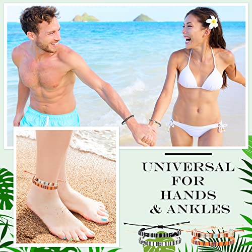 18 Pcs Boho Surfer Bracelet Ankle Adjustable Beaded Anklets Unisex Handmade Braided Bracelet Waterproof