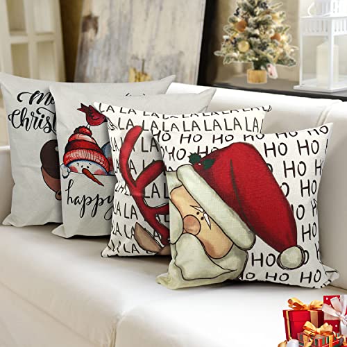 Set of 4 Christmas Throw Pillow Covers 18x18 Inch