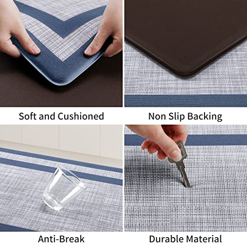 Kitchen Mat [2 PCS] Cushioned Anti-Fatigue Kitchen Rugs Non-Skid Waterproof