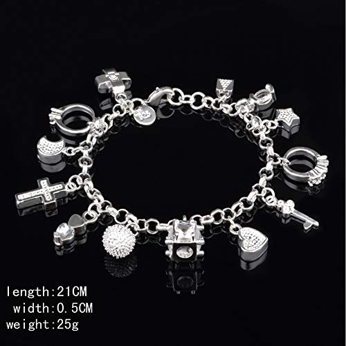 S925 Silver Thirteen Hanging Pieces Bracelet for Women